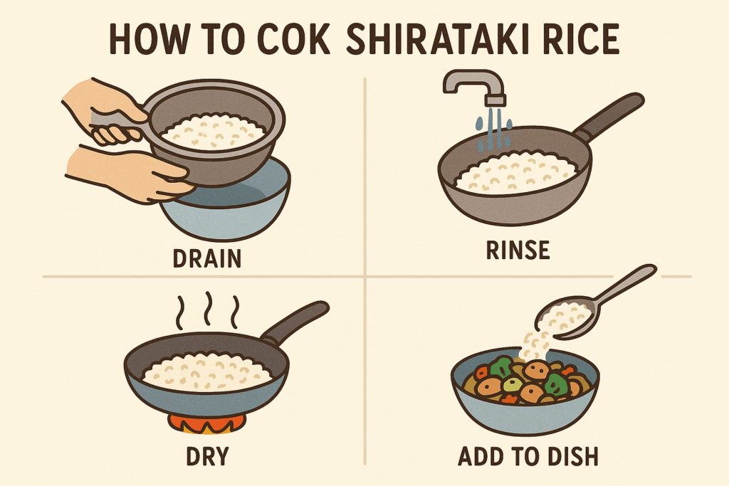 Cooking shirataki rice to get rid of shirataki smell