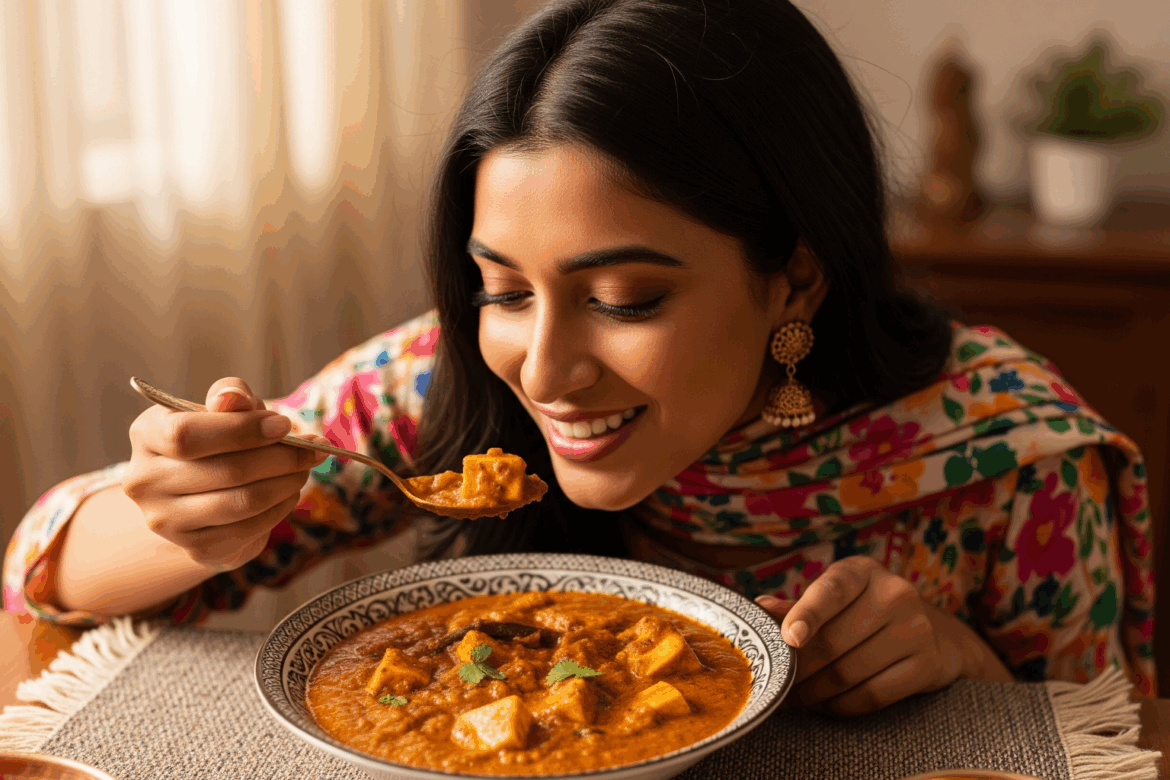 healthy indian curry with Sliminch shirataki flour